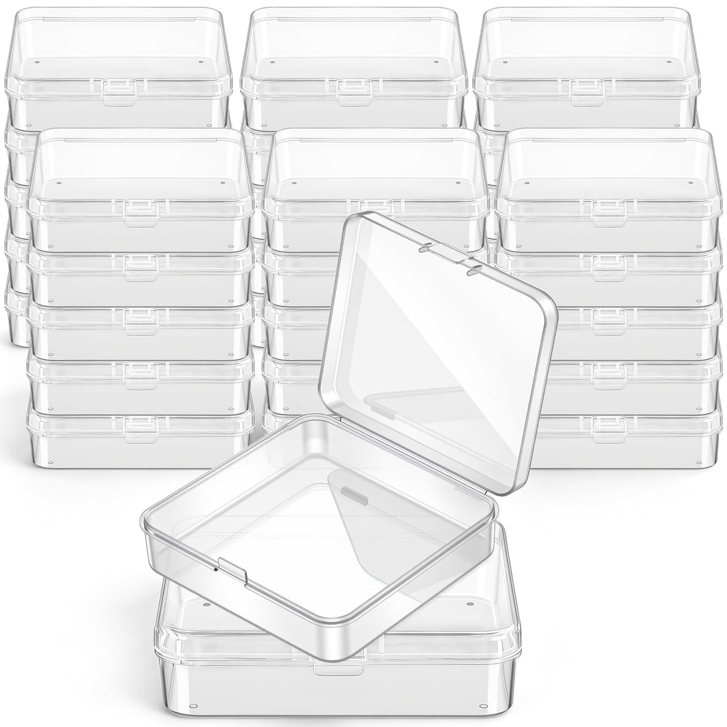 Jetec 30 Pieces Mini Plastic Clear Beads Storage Containers Box for Collecting Small Items, Beads, Jewelry, Business Cards, Game Pieces, Crafts (3.3 x 3.3 x 1.1 Inch)