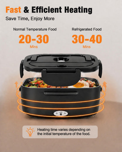 Dosevita Electric Lunch Box for Adults, 80W Heated Lunch Box 1.5L 304 Stainless Steel Portable Food Warmer,12/24/110V Lonchera Eléctrica Portátil for Car, Truck, Work, Travel