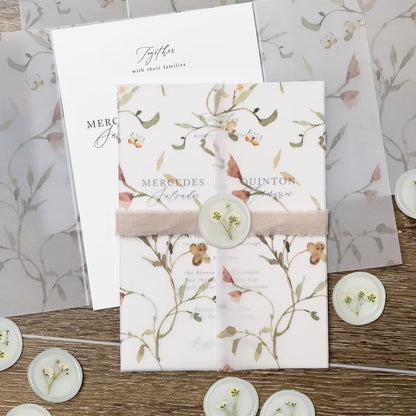 100 Pcs Baby's Breath Adhesive Wax Seal Stickers White Dry Floral Backing Envelope Seals Perfect for Wedding Invitations,Bridal Shower Party