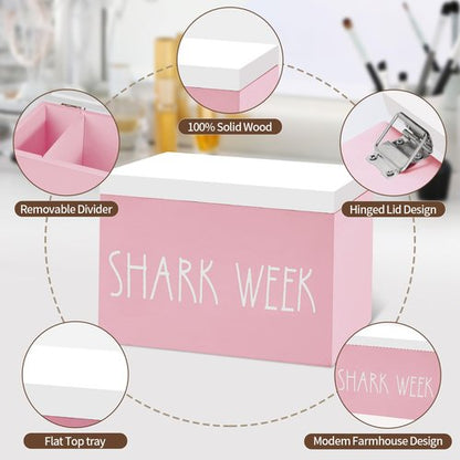 BORAENDEY Tampon Holder and Feminine Products Organizer for Bathroom, Shark Week Storage, Dispenser, Farmhouse Container, Accessories Box for Girl Stuff
