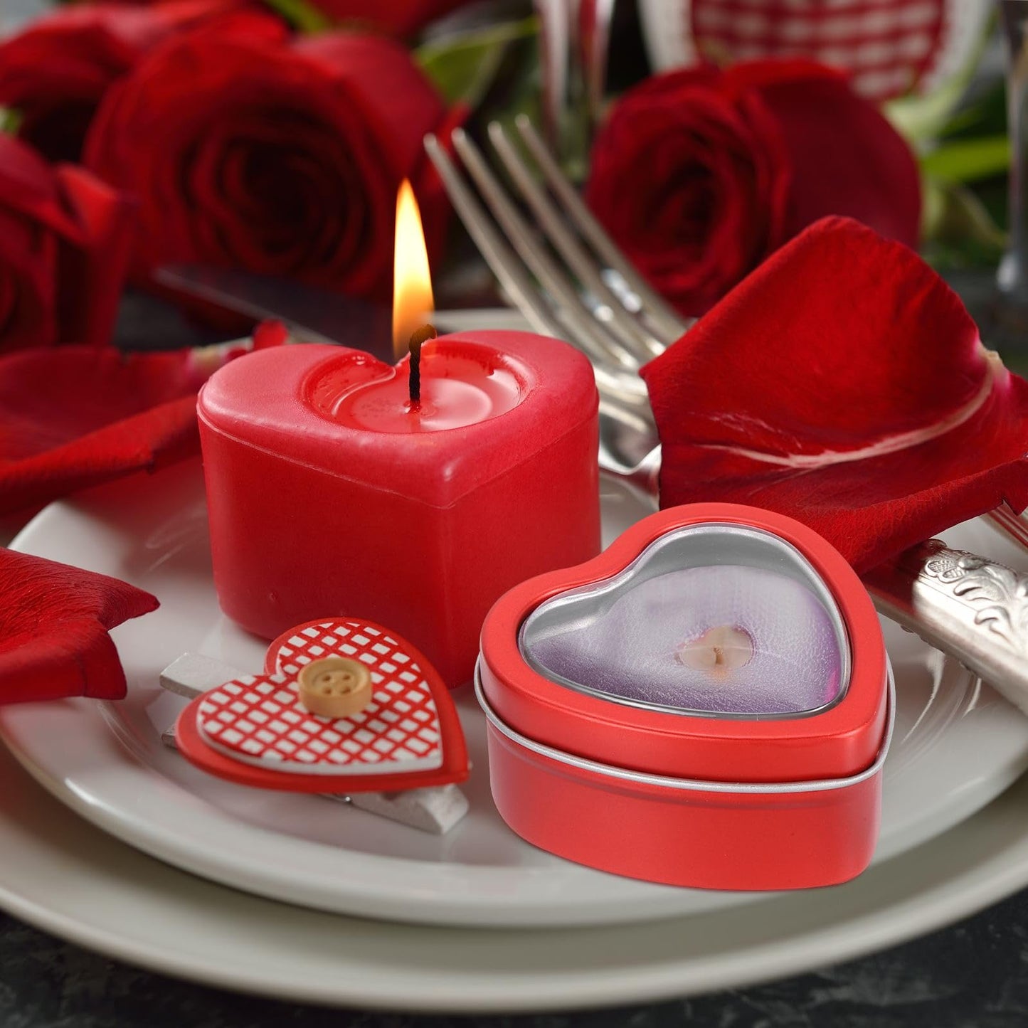 MECCANIXITY Heart Shaped Candle Tins, 2 oz Empty Metal Tin Cans Candles Containers for Candle Making Candies Gifts DIY Crafts, Gold, Pack of 8