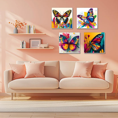 4 Pack Paint by Numbers Kit for Kids, Girls Color by Number Painting Kits for Kids Ages 8-12 Butterfly Paint by Numbers with Framed Canvas Children DIY Paints by Number Kits for Beginners 8x8 Inch