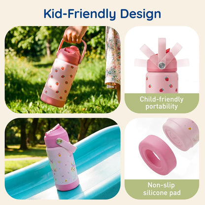 Mommore Kids Water Bottle - 12 oz Insulated Stainless Steel, Leakproof & BPA-Free | Green