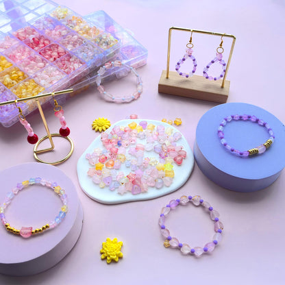 1300Pcs Pink Purple Assorted Acrylic Beads for Bracelet Jewelry Making, Frosted Star Heart Flower Cute Cat Head Shape Beads Matte Pastel Beads Cute Aesthetic Kawaii Bead for DIY Necklace Keychain