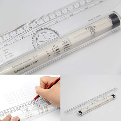 Plastic Measuring Rolling Ruler, Pack of 2, Multifunctional Measuring Rolling Ruler Drawing Roller Ruler, Ruler for Measuring, Drafting, Student, School, and Office, 12 Inches