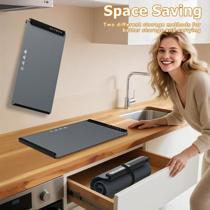 MealHelper Warming Mat for Food, Portable Food Warming Mat For Countertop, Full Surface Electric Warming Tray with Safety Lock, 4 Temp Levels & 6-Hour Timer for for Parties, Buffets & Home Use (Grey)