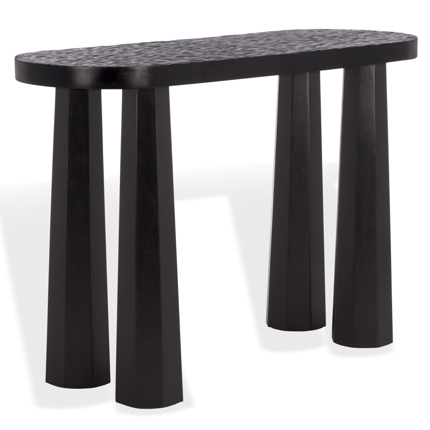 SAFAVIEH Couture Collection - Petraclara Black Solid Wood Console Table, Sculptural Oval Design, Modern Accent (SFV5791A)