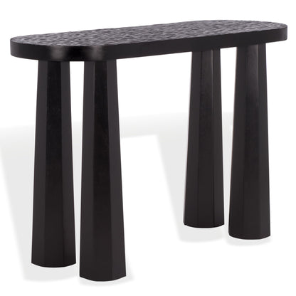 SAFAVIEH Couture Collection - Petraclara Black Solid Wood Console Table, Sculptural Oval Design, Modern Accent (SFV5791A)