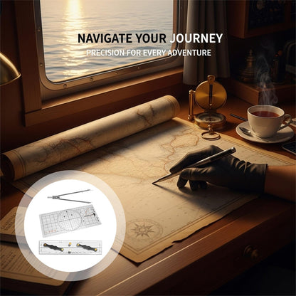 3 Pcs Marine Navigation Kit, Nautical Chart Plotting Tool Set with Single Hand Divider, Navigation Ruler and Protractor, Drafting Supplies for Boating, Sailing, Seafaring