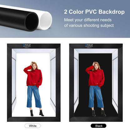 PULUZ Professional Large Photo Light Box Photography Studio, 47x31x78inch Large Lightbox Photo Video Continuous Lighting Softbox Shooting Tent Kit with 2 Colors PVC Backdrops