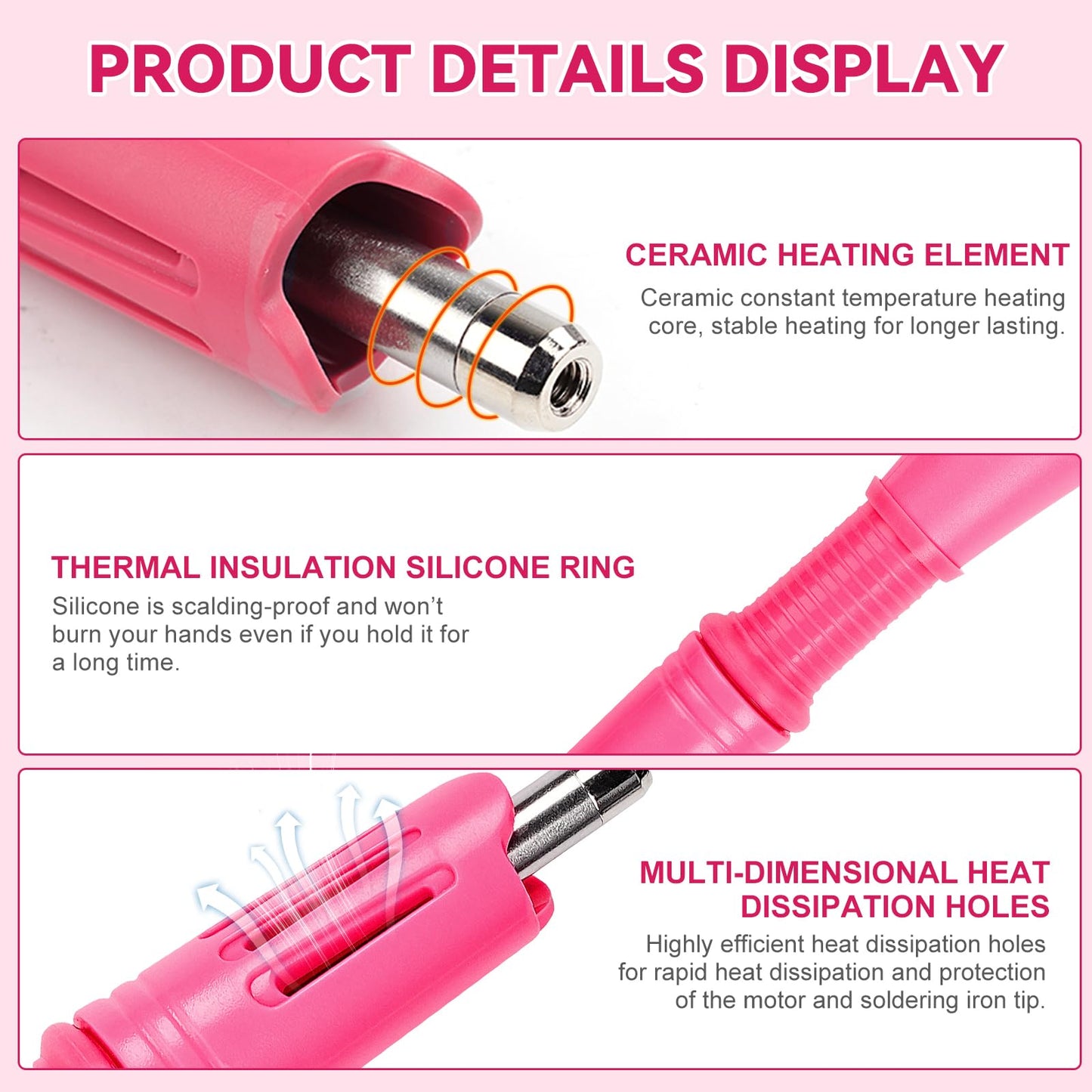 Maxmartt Hotfix Applicator Tool, DIY Hot Fix Rhinestone Setter, Quick Heating Hot Fix Wand Rhinestone, DIY Applicator Embellishment Tools, for Setting Rhinestones and Beads (Pink)
