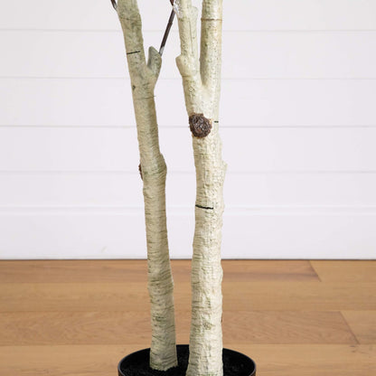 Nearly Natural 8ft Artificial Birch Tree with Real Touch Leaves - Indoor Fake Tree for Home Decor - Flexible Branches for Custom Look