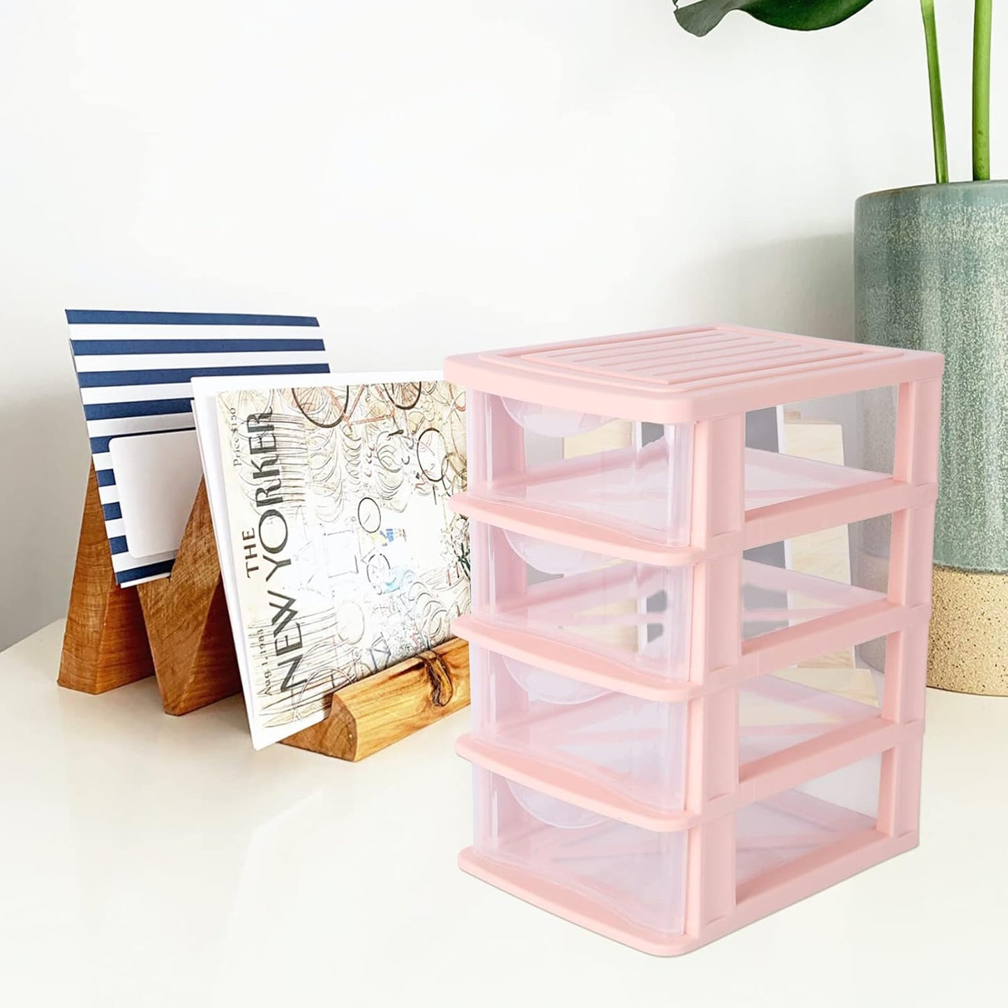STOBOK 4 Layers Plastic Storage Drawer, Multifunctional Desktop Organizer for Home and Office