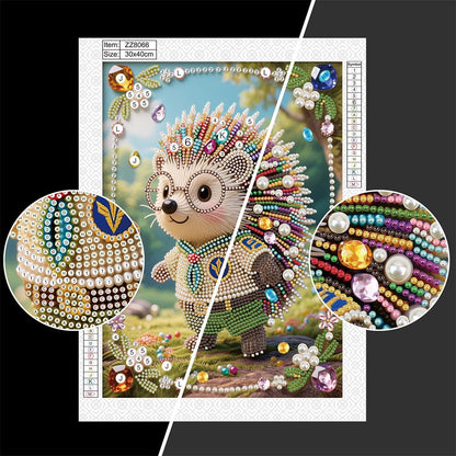 Kulvci Hedgehog DIY 5D Pearl Painting Kit, Diamond Painting Kit for Adults Beginner, Bead Art Kits All-Pearl Dot Painting for Wall Decor, Creative Stress Relief Gift Home Decor,12 × 16 inch