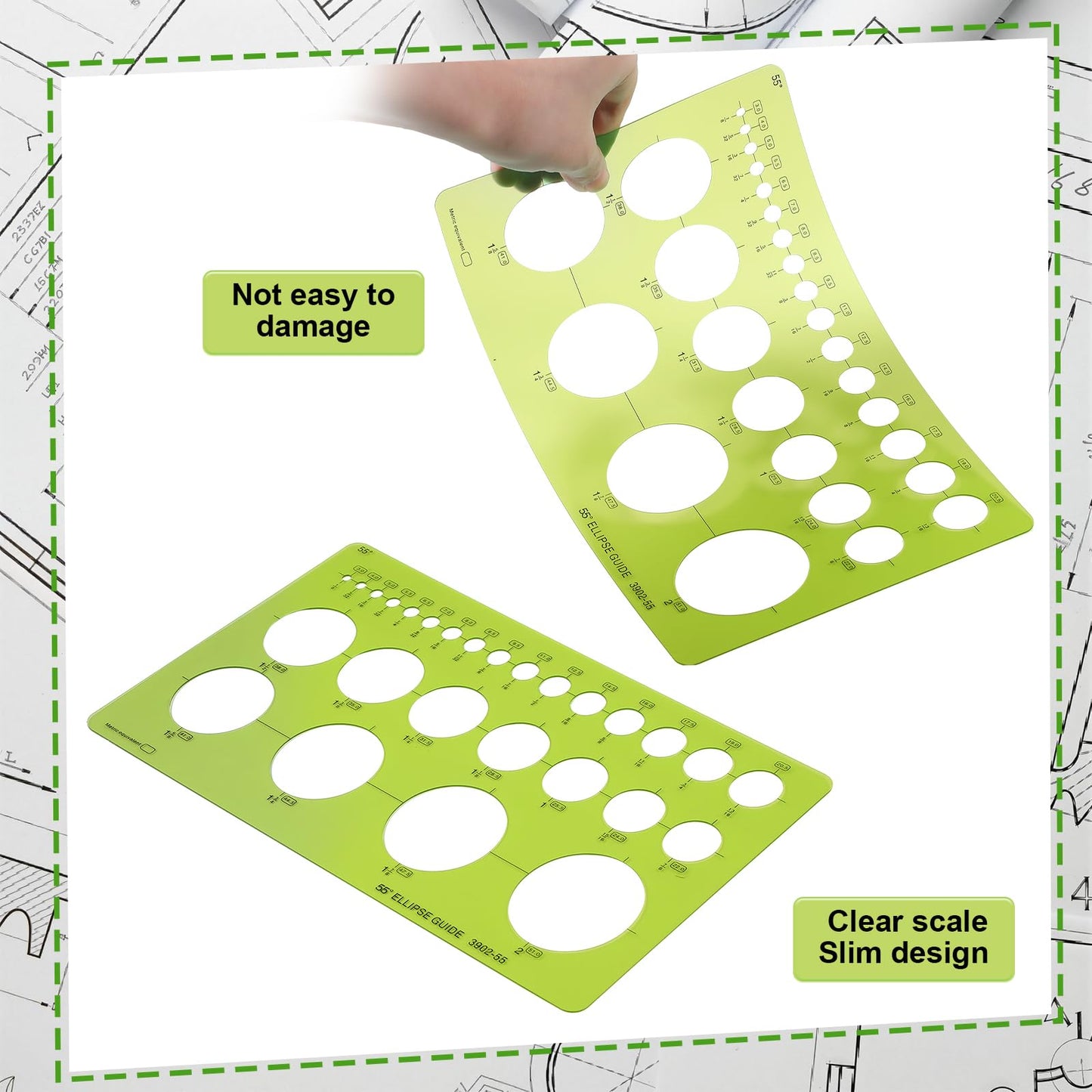 Kingdder Set of 15 Series Ellipse Template Set Series Ellipse Template Stencil Plastic Round Templates Drawing and Drafting Tool for Students Professionals Precise Drafting