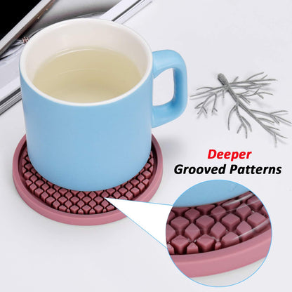 ME.FAN Thickened Silicone Coasters [6 Pack] with Holder - Non-Slip Cup Mat, Prevents Furniture Damage (Peppermint Green)