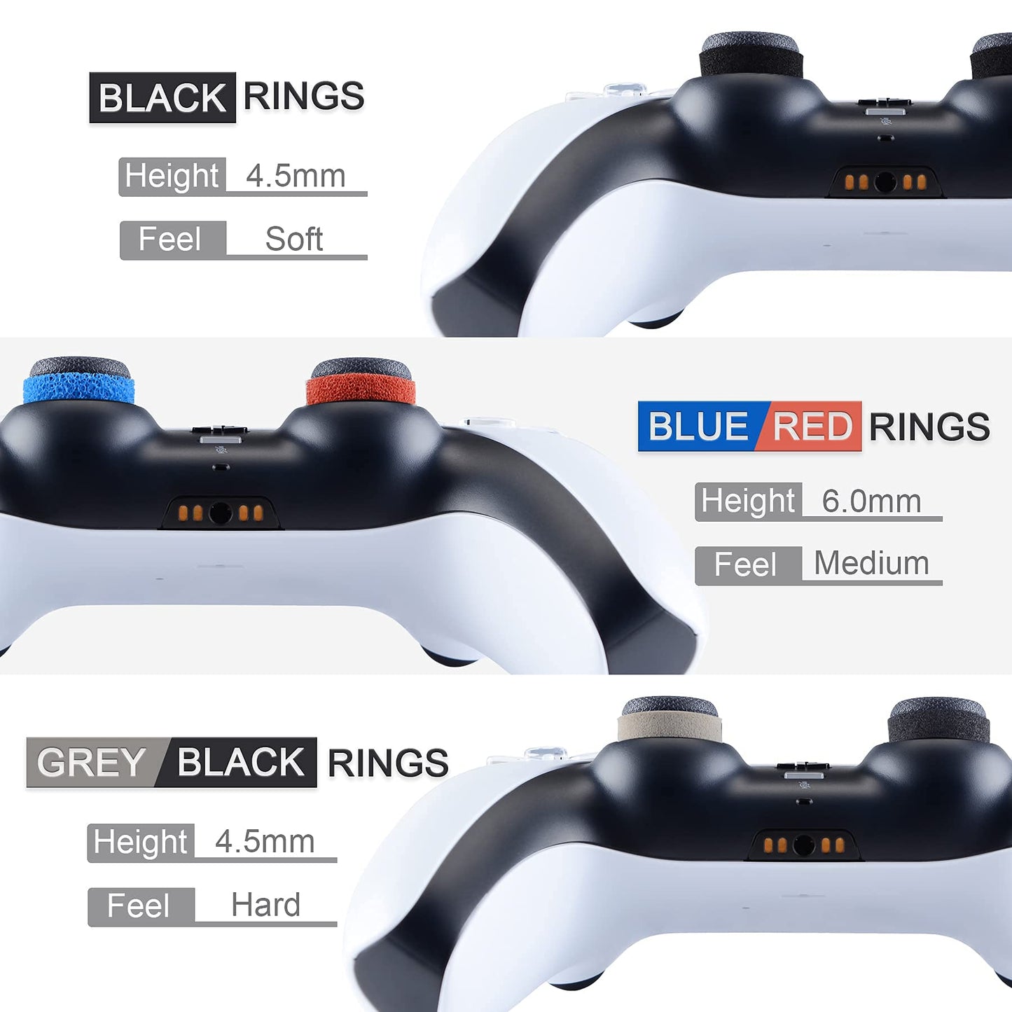 PlayVital Precision Rings for PS5, Xbox Series X/S, PS4, Xbox One, Switch Pro – 10 Pack Aim Assist Joystick Rings, 3 Resistance Levels, 5 Colors for FPS Games & Motion Control