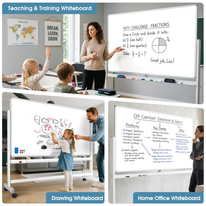 MaxGear Big Mobile Whiteboard, 72x40 Double Sided Magnetic Dry Erase Board with Stand, Height Adjustable Rolling Whiteboard for Home, School & Office, Heavy-Duty Aluminum Frame & Reinforced Packaging