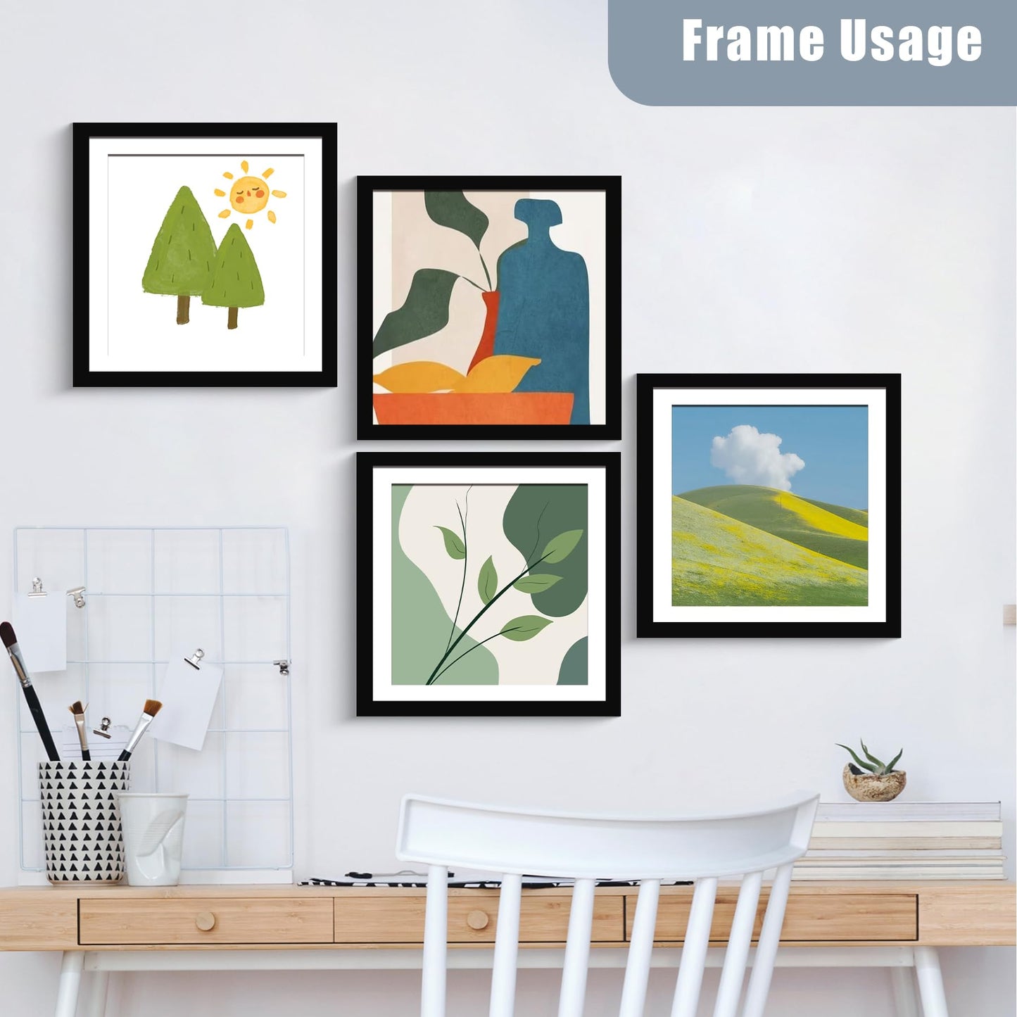 BESCRCL 12x12 Picture Frame Black Set of 6, Diamond Art Painting Frames Display Photo 10x10 or 12 x 12 without Mat, Wall Hanging Frame with Plexiglass