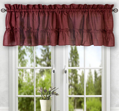 Ellis Curtain Stacey Sheer Tailored Tier Pair Curtains, 56-by-30 Inch, Merlot, 56x30