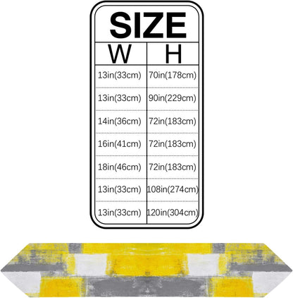 Yellow and Gray Table Runner, Farmhouse Style Burlap Abstract Modern Art Painting Decorative 13 X 90 Inch
