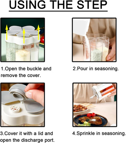 2pcs Travel Spice Container, 5 in 1 Portable Camping Seasoning Shaker for Travel, Hiking, BBQ, Picnic
