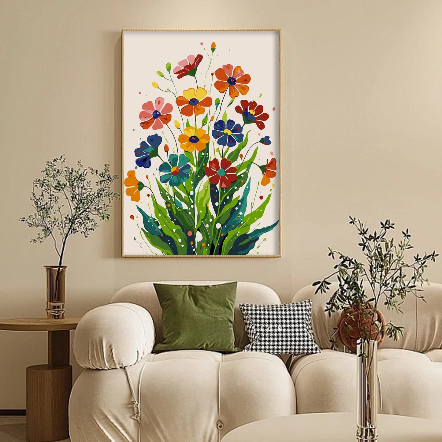 Camocin Framed Paint by Numbers Kit for Adults, Flowers Paint by Numbers with Frame, Floral Acrylic Adult Painting by Number Kits on Canvas Framed for Gift Home Wall Decor 12 x 16 Inch