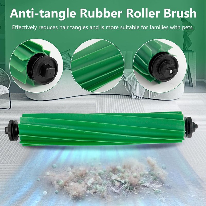 GIB Replacement Parts for iRobot Roomba Plus 505/405 Combo Robot Vacuum Accessories Kits, Multi-Surface Rubber Roller Brushes, 4 Pack