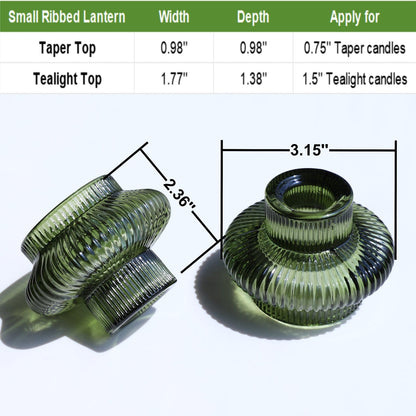 VOHO Green Candle Holder Decor for Dining Table Centerpiece, Ribbed Taper Candle Holders Versatile for Candle Sticks and Tea Lights Candles, Holiday Candlestick Holders Gifts for Friends(Set of 6)