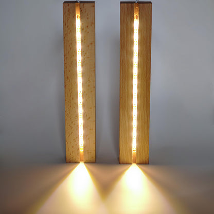 ZEERSHEE 2 Pcs 9.4 Inch Wooden Rectangle LED Light Display Pedestal for Acrylic and Plexiglass Crystal Glass Resin Night LED Light Lamp Base with USB Switch