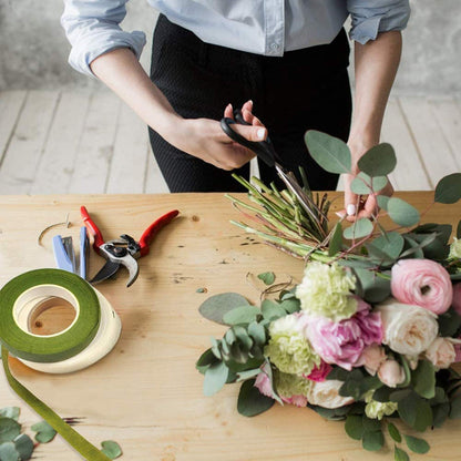 Floral Tape and Floral Wire Arrangement Tools Kit with 6 Rolls 1/2" Wide Floral, 18/22/26 Gauge Stem Wire and 22 Gauge Paddle Wire for Bouquet Stem Wrap Florist