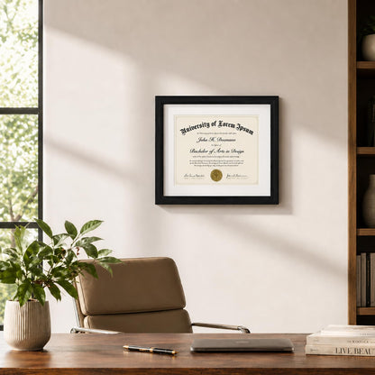 Americanflat 11x14 Diploma Frame with Shatter-Resistant Glass - Use as 8.5x11 Frame with Mat or Display 11x14 Documents Without Mat - Certificate Frames with Engineered Wood for Wall Display - Black