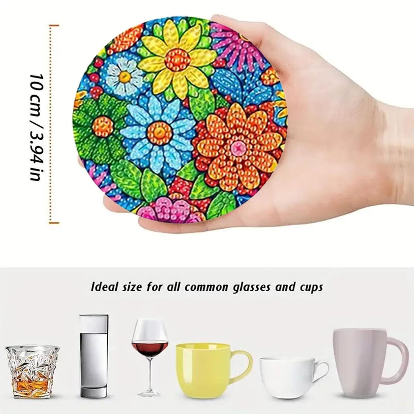 C'eitura 8Pcs Pattern DIY Diamond Art Painting Coasters Kit, Abstract Geometric Wooden Drink Coasters, Modern Home Decor Art Craft for Adults, Relaxing Gift with Holder