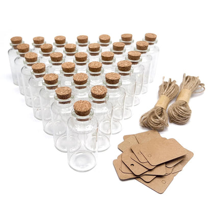 Goiio 50 Pieces 30 ML Glass Bottles with Cork Stoppers Mini Small Glass Bottles, for Wedding Favors, Crafts Home Decorations