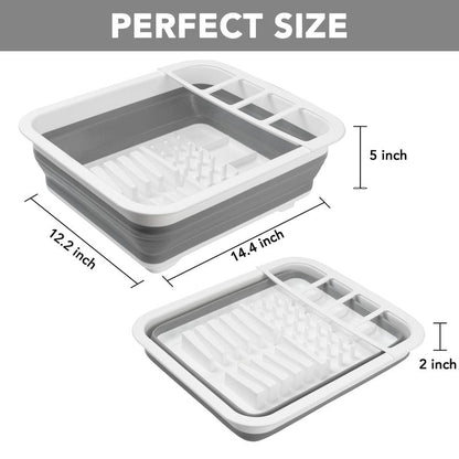 Tiawudi Collapsible Dish Drying Rack, Pop Up Dinnerware Drainer, Portable Plate Organizer for Kitchen RV Campers Travel Trailer, Space Saving Kitchen Storage Tray