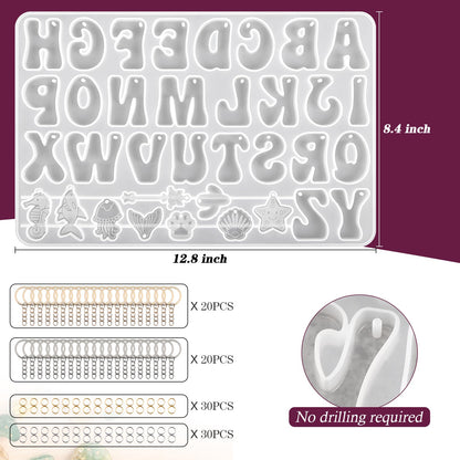 Actvty Alphabet Keychain Molds with Hole, Reversed Alphabet Silicone Molds for Epoxy, Letter Resin Molds for Keychain Jewelry Pendant Making