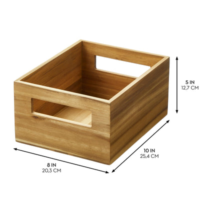 iDesign Acacia Wood Pantry Storage Bin with Handles - Set of 4