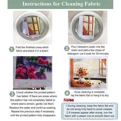 Zhenqing 4-Piece Floral Cross Stitch Kit for Beginners - Complete Set with Pre-Printed 11CT 24x24cm Fabric, Hoop, Threads & Tools (Sunflower, Peony, Tulip Designs)(70362)