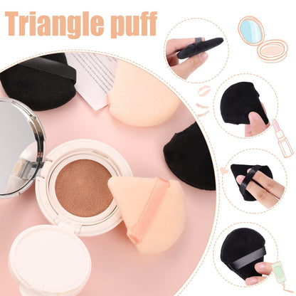 Pimoys 6 Pieces Powder Puff Face Makeup Sponge Soft Velour Triangle Powder Puffs Beauty Sponge Stocking Stuffers for Loose Powder (Black, Pink)
