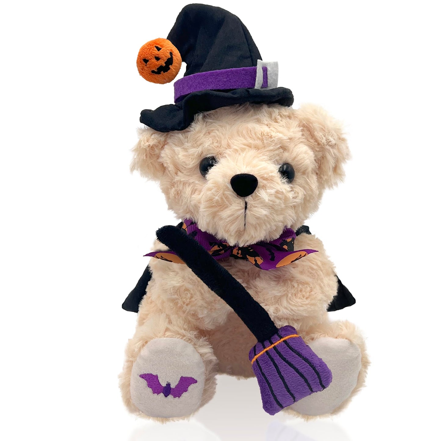 Numyawl Teddy Bear Stuffed Animal Witch Bear with Broomstick Witchy Stuff - Witch Gifts for Women, Cool Witchy Birthday Gifts for Kids - Cute Purple Bear Plush Toy Party Decorations - 8 Inch