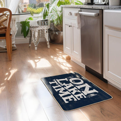 Welcome Indoor Mat - On Lake Time Gifts for Lake Lovers, Blue Lake Porch Mat, 30 x 16 Inch Room Decor