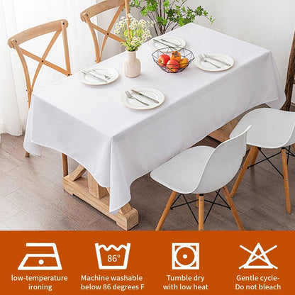 TUOTPE 10 Pack White Square Tablecloths, 60 x 102 Inch Stain Resistant and Wrinkle Polyester Fabric Washable Table Clothes Cover for 6 Foot Table, Wedding, Reception Banquet, Birthday Party