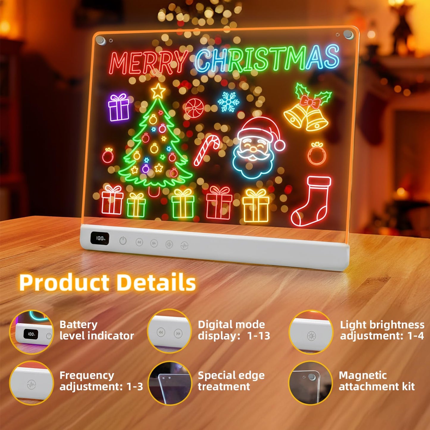 Lumiboard Led Drawing Board with 13 Light Effects, 16" Rechargeable Glow Doodle LED Note Board with Colors, Neon Light Up Drawing Tablet Gifts for Kids for Easter Birthday Christmas Gift Ideas