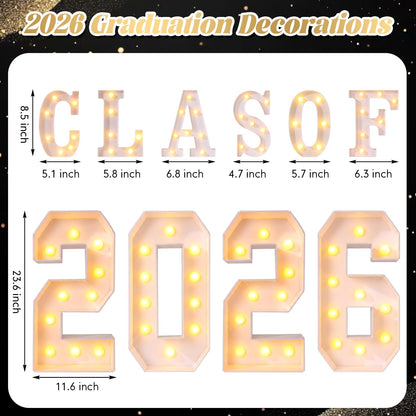 Grinsvalley Large 2026 Graduation Decorations - 2.68ft Class of 2026 LED Marquee Light up Numbers and Letter for Graduation Congrats Grad Party Supplies for Preschool High School College