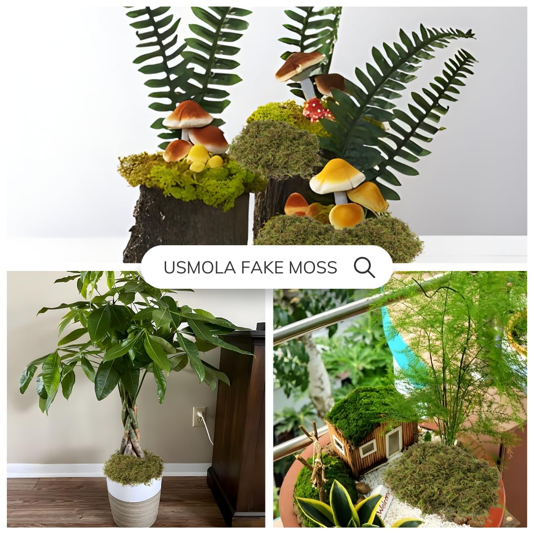 USMOLA Fake Moss, 8 OZ Green Moss for Potted Plants, Artificial Moss for DIY Crafts Home Decor Table Centerpieces Wedding Decoration (Fresh Green 225gr)