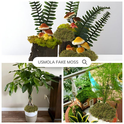 USMOLA Fake Moss, 8 OZ Green Moss for Potted Plants, Artificial Moss for DIY Crafts Home Decor Table Centerpieces Wedding Decoration (Fresh Green 225gr)