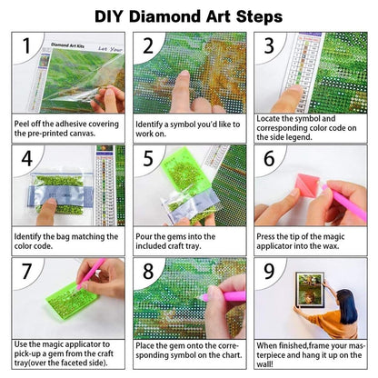 WHYCJXWL 5D Diamond Art Kits for Adults and Kids, Full Drill Round Rhinestone Diamonds, Diamond Art (12X16 Inch)