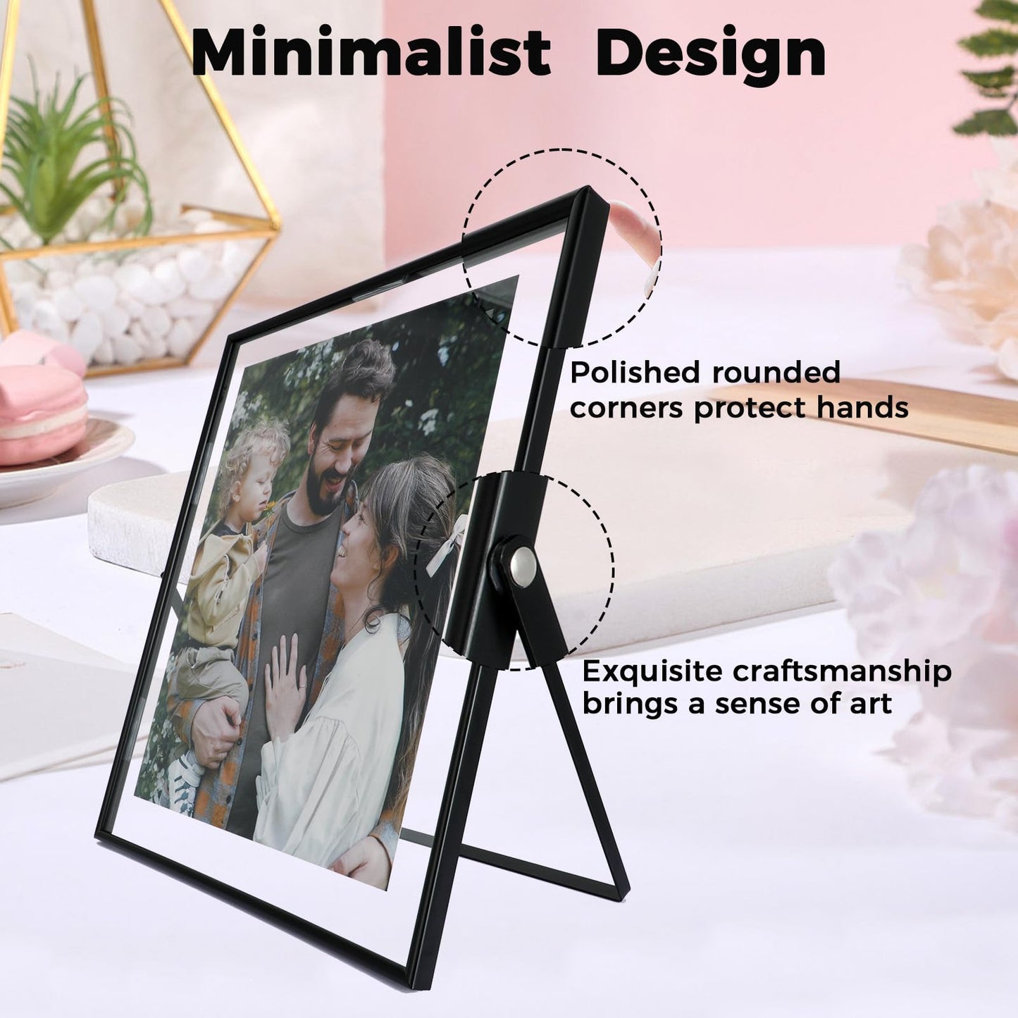 AhaGo Black Floating Frame, 10"x12", Portrait, For Picture 9x11, 8.5x11, 8x10, Tabletop Shelf Photo Frames, Classy For Father's Day, Wedding, or Birthday