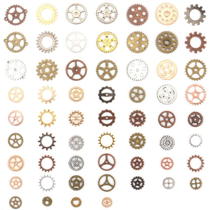 Foraineam 300 Gram (Approx. 210pcs) Assorted Antique Steampunk Gears Charms Pendant Clock Watch Wheel Gear for Crafting, Jewelry Making