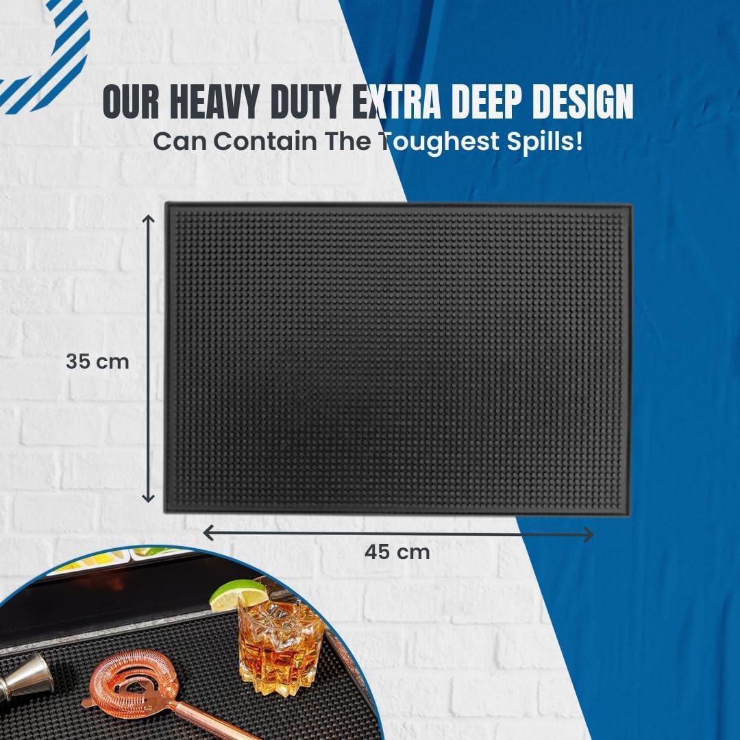 Countertop 18" 12" (2 Rubber Bar Mats for by ProTensils - x Black Bar Mats for Bartending, Bar Service Mat, Home Bar